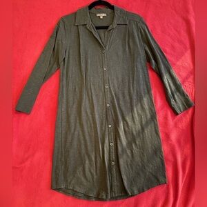 Lilla P Hunter Green Long Sleeve Button Front Jersey Dress